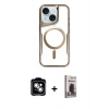 MARSİLYAN™- iPhone 14 Kılıf Yadigar Klasik Özel Seri - Siyah Bilvis Hayalet Cam Ekran Koruyucu + PVD Metal Kamera Lens - GS