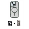 MARSİLYAN™- iPhone 14 Kılıf Yadigar Klasik Özel Seri - Siyah Bilvis Hayalet Cam Ekran Koruyucu + PVD Metal Kamera Lens - GS