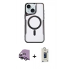 MARSİLYAN™- iPhone 14 Kılıf Yadigar Klasik Özel Seri - Siyah Bilvis Hayalet Cam Ekran Koruyucu + Raze Metal Kamera Lens - GS