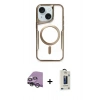 MARSİLYAN™- iPhone 14 Kılıf Yadigar Klasik Özel Seri - Siyah Bilvis Hayalet Cam Ekran Koruyucu + Raze Metal Kamera Lens - GS