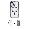 MARSİLYAN™- iPhone 14 Kılıf Yadigar Klasik Özel Seri - Siyah Bilvis Hayalet Cam Ekran Koruyucu + Shine Kamera Lens - KI