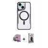 MARSİLYAN™- iPhone 14 Kılıf Yadigar Klasik Özel Seri - Siyah Bilvis Hayalet Cam Ekran Koruyucu + Raze Metal Kamera Lens - MR