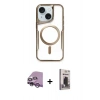 MARSİLYAN™- iPhone 14 Kılıf Yadigar Klasik Özel Seri - Siyah Bilvis Hayalet Cam Ekran Koruyucu + Raze Metal Kamera Lens - MR