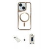 MARSİLYAN™- iPhone 14 Kılıf Yadigar Klasik Özel Seri - Siyah Bilvis Hayalet Cam Ekran Koruyucu + Diamond Kamera Lens - PE