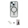 MARSİLYAN™- iPhone 14 Kılıf Yadigar Klasik Özel Seri - Siyah Bilvis Hayalet Cam Ekran Koruyucu + Diamond Kamera Lens - PE