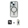 MARSİLYAN™- iPhone 14 Kılıf Yadigar Klasik Özel Seri - Siyah Bilvis Hayalet Cam Ekran Koruyucu + PVD Metal Kamera Lens - PE