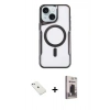 MARSİLYAN™- iPhone 14 Kılıf Yadigar Klasik Özel Seri - Siyah Bilvis Hayalet Cam Ekran Koruyucu + Diamond Kamera Lens - SABE