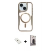MARSİLYAN™- iPhone 14 Kılıf Yadigar Klasik Özel Seri - Siyah Bilvis Hayalet Cam Ekran Koruyucu + Diamond Kamera Lens - SABE