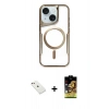 MARSİLYAN™- iPhone 14 Kılıf Yadigar Klasik Özel Seri - Siyah Buffer Cam Ekran Koruyucu + Diamond Kamera Lens - PE