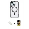 MARSİLYAN™- iPhone 14 Kılıf Yadigar Klasik Özel Seri - Siyah Buffer Cam Ekran Koruyucu + Diamond Kamera Lens - YL