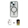 MARSİLYAN™- iPhone 14 Kılıf Yadigar Klasik Özel Seri - Siyah Buffer Cam Ekran Koruyucu + Shine Kamera Lens - KI