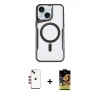 MARSİLYAN™- iPhone 14 Kılıf Yadigar Klasik Özel Seri - Siyah Buffer Cam Ekran Koruyucu + Shine Kamera Lens - KI