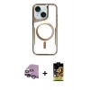 MARSİLYAN™- iPhone 14 Kılıf Yadigar Klasik Özel Seri - Siyah Buffer Cam Ekran Koruyucu + Raze Metal Kamera Lens - MR