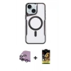 MARSİLYAN™- iPhone 14 Kılıf Yadigar Klasik Özel Seri - Siyah Buffer Cam Ekran Koruyucu + Raze Metal Kamera Lens - MR