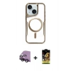 MARSİLYAN™- iPhone 14 Kılıf Yadigar Klasik Özel Seri - Siyah Buffer Cam Ekran Koruyucu + Raze Metal Kamera Lens - SH