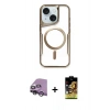 MARSİLYAN™- iPhone 14 Kılıf Yadigar Klasik Özel Seri - Siyah Buffer Cam Ekran Koruyucu + Raze Metal Kamera Lens - GS