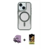 MARSİLYAN™- iPhone 14 Kılıf Yadigar Klasik Özel Seri - Siyah Buffer Cam Ekran Koruyucu + Raze Metal Kamera Lens - SH