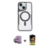 MARSİLYAN™- iPhone 14 Kılıf Yadigar Klasik Özel Seri - Siyah Buffer Cam Ekran Koruyucu + Raze Metal Kamera Lens - GS