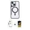 MARSİLYAN™- iPhone 14 Kılıf Yadigar Klasik Özel Seri - Siyah Buffer Cam Ekran Koruyucu + Shine Kamera Lens - SH