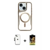 MARSİLYAN™- iPhone 14 Kılıf Yadigar Klasik Özel Seri - Siyah Buffer Cam Ekran Koruyucu + Shine Kamera Lens - SH