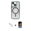 MARSİLYAN™- iPhone 14 Kılıf Yadigar Klasik Özel Seri - Siyah Buffer Hayalet Cam Ekran Koruyucu + Diamond Kamera Lens - YL