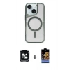 MARSİLYAN™- iPhone 14 Kılıf Yadigar Klasik Özel Seri - Siyah Buffer Hayalet Cam Ekran Koruyucu + PVD Metal Kamera Lens - YL