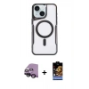 MARSİLYAN™- iPhone 14 Kılıf Yadigar Klasik Özel Seri - Siyah Buffer Hayalet Cam Ekran Koruyucu + Raze Metal Kamera Lens - SH