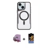 MARSİLYAN™- iPhone 14 Kılıf Yadigar Klasik Özel Seri - Siyah Buffer Hayalet Cam Ekran Koruyucu + Raze Metal Kamera Lens - KI