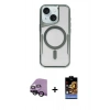 MARSİLYAN™- iPhone 14 Kılıf Yadigar Klasik Özel Seri - Siyah Buffer Hayalet Cam Ekran Koruyucu + Raze Metal Kamera Lens - SH
