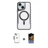 MARSİLYAN™- iPhone 14 Kılıf Yadigar Klasik Özel Seri - Siyah Buffer Hayalet Cam Ekran Koruyucu + Shine Kamera Lens - SH