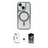 MARSİLYAN™- iPhone 14 Kılıf Yadigar Klasik Özel Seri - Siyah Buffer Hayalet Cam Ekran Koruyucu + Shine Kamera Lens - MI