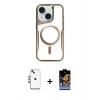 MARSİLYAN™- iPhone 14 Kılıf Yadigar Klasik Özel Seri - Siyah Buffer Hayalet Cam Ekran Koruyucu + Shine Kamera Lens - MI