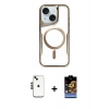 MARSİLYAN™- iPhone 14 Kılıf Yadigar Klasik Özel Seri - Siyah Buffer Hayalet Cam Ekran Koruyucu + Shine Kamera Lens - SH