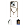 MARSİLYAN™- iPhone 14 Kılıf Yadigar Klasik Özel Seri - Siyah Buffer Hayalet Cam Ekran Koruyucu + Shine Kamera Lens - YL