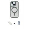 MARSİLYAN™- iPhone 14 Kılıf Yadigar Klasik Özel Seri - Siyah Joko Magic 5D Cam + Kırmızı Diamond Kamera Lens