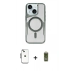 MARSİLYAN™- iPhone 14 Kılıf Yadigar Klasik Özel Seri - Siyah Joko Magic 5D Hayalet Cam + Gümüş Shine Kamera Lens