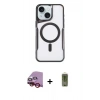 MARSİLYAN™- iPhone 14 Kılıf Yadigar Klasik Özel Seri - Siyah Joko Magic 5D Hayalet Cam + Kırmızı Raze Metal Kamera Lens