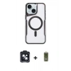 MARSİLYAN™- iPhone 14 Kılıf Yadigar Klasik Özel Seri - Siyah Joko Magic 5D Hayalet Cam + PVD Metal Kamera Lens - SH