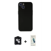 MARSİLYAN™- iPhone 14 Kılıf Yadigar Yansıma Serisi - Şeffaf Pasifik Cam Ekran Koruyucu + PVD Metal Kamera Lens - GS
