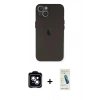 MARSİLYAN™- iPhone 14 Kılıf Yadigar Yansıma Serisi - Şeffaf Pasifik Cam Ekran Koruyucu + PVD Metal Kamera Lens - MI