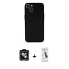 MARSİLYAN™- iPhone 14 Kılıf Yadigar Yansıma Serisi - Şeffaf Pasifik Cam Ekran Koruyucu + PVD Metal Kamera Lens - YL