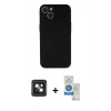 MARSİLYAN™- iPhone 14 Kılıf Yadigar Yansıma Serisi - Şeffaf Royal Nano Ekran Koruyucu + PVD Metal Kamera Lens - PE