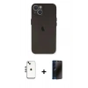 MARSİLYAN™- iPhone 14 Kılıf Yadigar Yansıma Serisi - Siyah 3D Antistatik Hayalet Cam Ekran Koruyucu + Shine Kamera Lens - GS