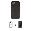 MARSİLYAN™- iPhone 14 Kılıf Yadigar Yansıma Serisi - Siyah 3D Antistatik Hayalet Cam Ekran Koruyucu + Shine Kamera Lens - MI