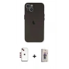 MARSİLYAN™- iPhone 14 Kılıf Yadigar Yansıma Serisi - Siyah Bilvis 3D Cam Ekran Koruyucu + Shine Kamera Lens - KI