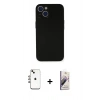 MARSİLYAN™- iPhone 14 Kılıf Yadigar Yansıma Serisi - Siyah Bilvis 3D Mat Cam Ekran Koruyucu + Gökkuşağı Shine Kamera Lens