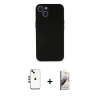 MARSİLYAN™- iPhone 14 Kılıf Yadigar Yansıma Serisi - Siyah Bilvis 3D Mat Cam Ekran Koruyucu + Shine Kamera Lens - GD