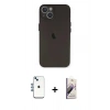 MARSİLYAN™- iPhone 14 Kılıf Yadigar Yansıma Serisi - Siyah Bilvis 3D Mat Cam Ekran Koruyucu + Mavi Shine Kamera Lens