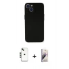 MARSİLYAN™- iPhone 14 Kılıf Yadigar Yansıma Serisi - Siyah Bilvis 3D Mat Cam Ekran Koruyucu + Shine Kamera Lens - YL