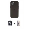 MARSİLYAN™- iPhone 14 Kılıf Yadigar Yansıma Serisi - Siyah Bilvis 3D Mat Cam Ekran Koruyucu + PVD Metal Kamera Lens - SH